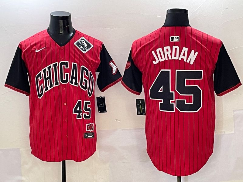 Men Chicago White Sox #45 Jordan Red Stripe Joint Name 2025 Nike MLB Jersey style 11